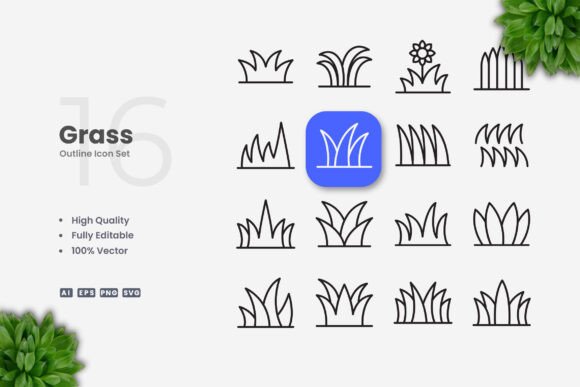 Grass Icons Graphics for Modern Editorial Design