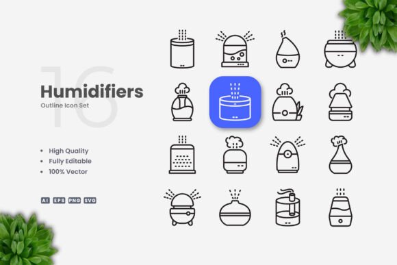 Humidifiers Icons: Essential Graphics for Modern Brand Identity