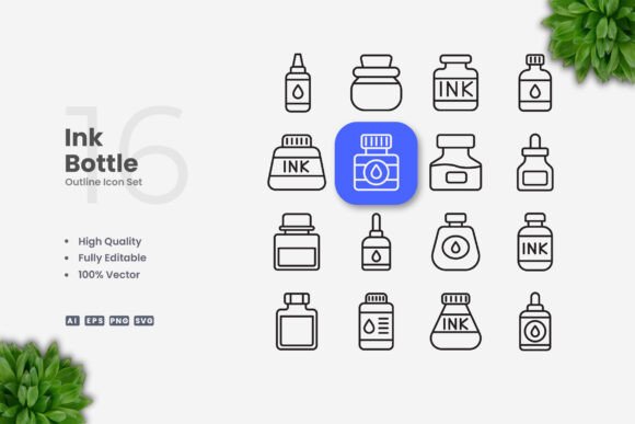 Ink Bottle Icons: Essential Graphics for Creative Designers