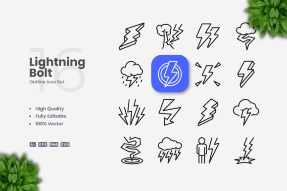 Lightning Bolt Icons for Graphic Design and Digital Products