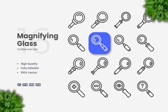 Magnifying Glass Icons for Clean Website Graphics