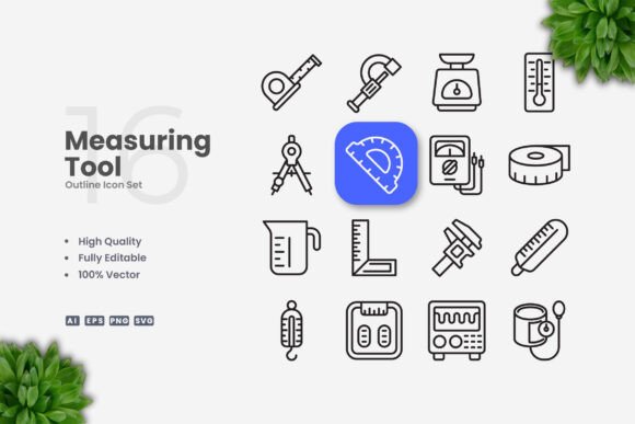Measuring Tool Icons for Graphics and Digital Products
