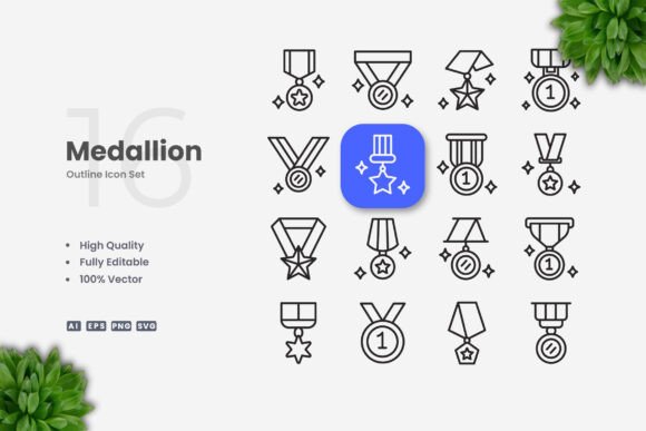 Medallion Icons: A Versatile Graphic Design Asset for Digital Sellers