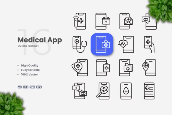 Medical App Icons: Clean Graphics for Professional Branding