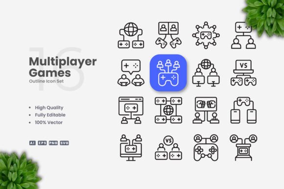 Multiplayer Games Icons for Local Business Branding