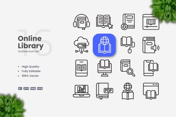 Online Library Icons for Local Business Branding