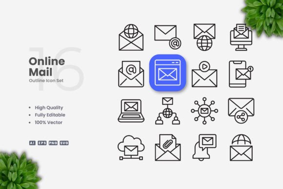 Online Mail Icons – Clean Graphics for Digital Sellers