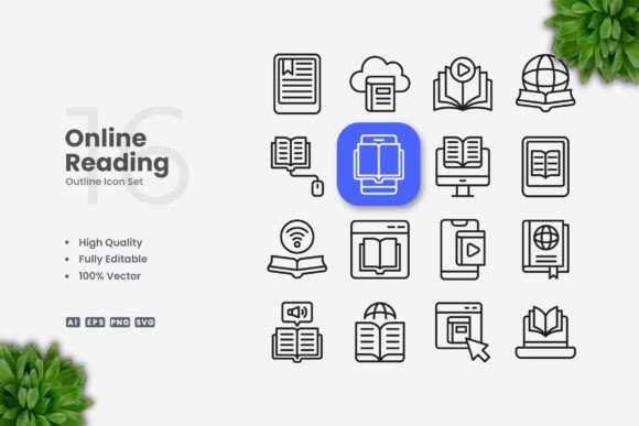 Online Reading Icons: Clean Graphics for Handmade Creations
