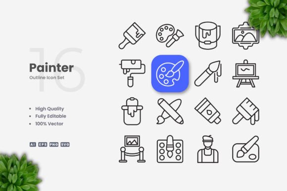Painter Icons: A Modern Graphic Design Asset for Clean and Versatile Icons