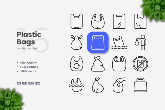 Plastic Bags Icons for Digital and Print Design