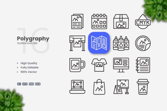 Polygraphy Icons - Clean Graphics for Creative Projects