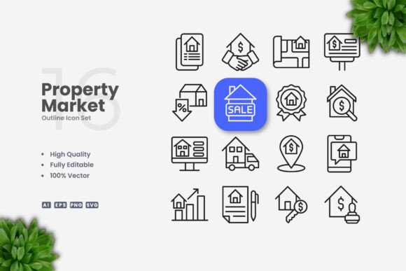 Property Market Icons for Modern Graphic Design