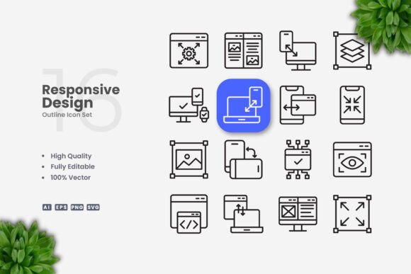 Responsive Design Icons for Modern Branding and Marketing