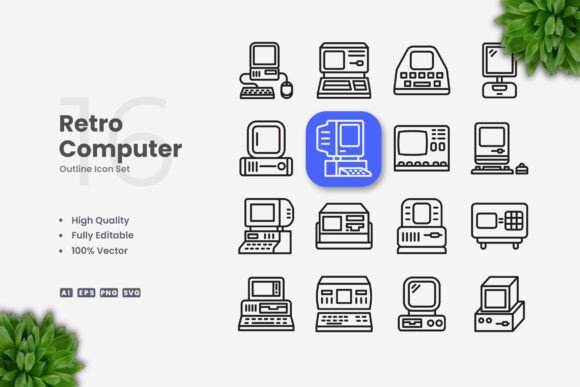 Retro Computer Icons for Modern Graphic Design