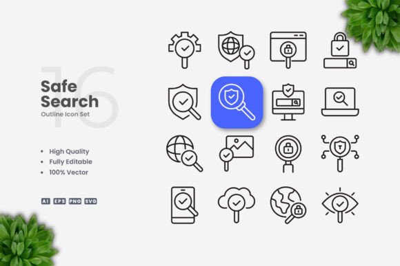 Safe Search Icons – Clean Graphics for Modern Design