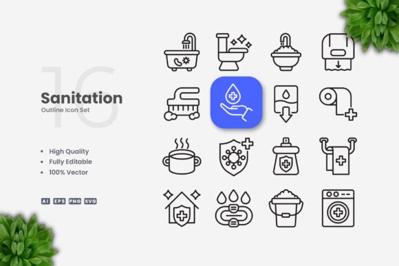 Sanitation Icons: Clean Graphics for Modern Web and Editorial Design