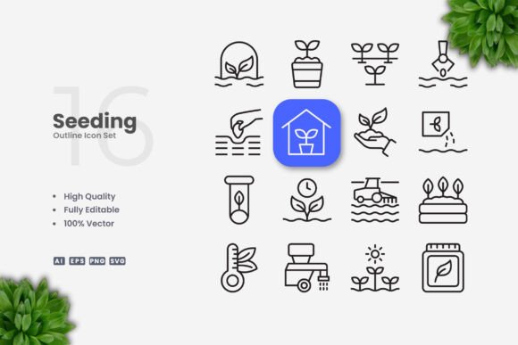Seeding Icons: A Clean Graphic Asset for Handmade Creations