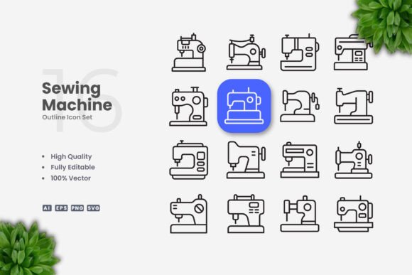 Sewing Machine Icons for Crafting and Design