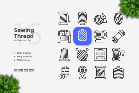Sewing Thread Icons - Clean Graphics for Modern Content