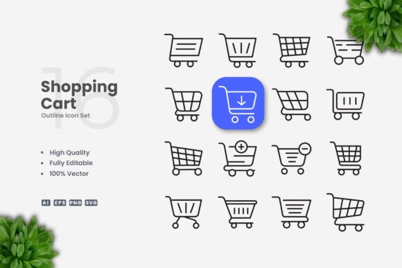 Shopping Cart Icons for Local Business Branding