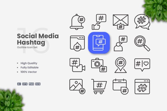 Social Media Hashtag Icons Review