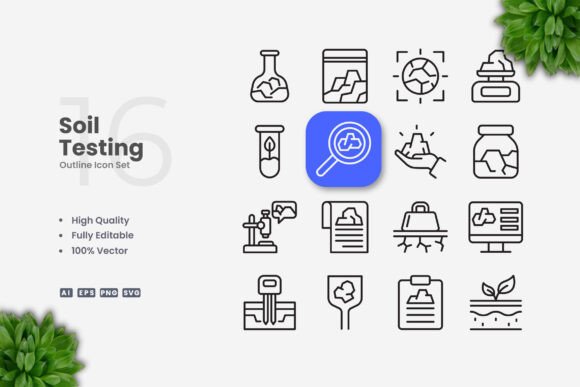 Soil Testing Icons for Digital and Print Design