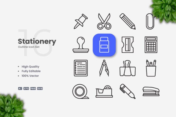 Stationery Icons: Clean Graphics for Creative Sellers