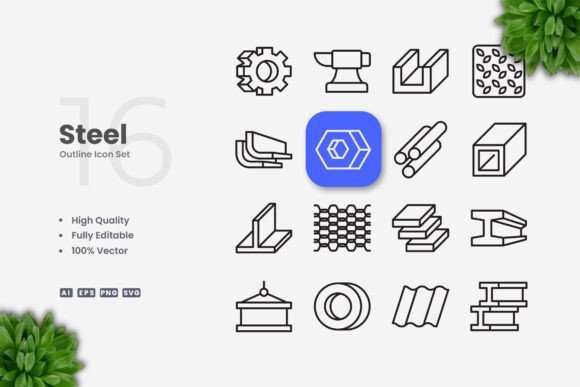 Steel Icons: A Modern Graphic Asset for Creative Projects