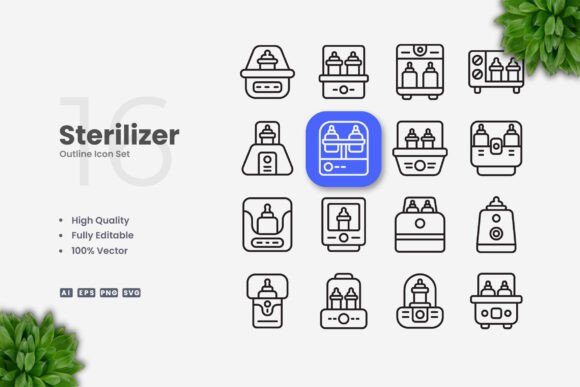 Sterilizer Icons - Clean Graphics for Handmade Creations