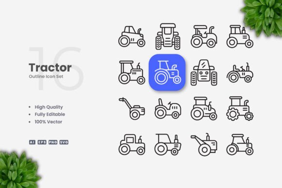 Tractor Icons: A Versatile Graphic Design Asset for Digital Sellers