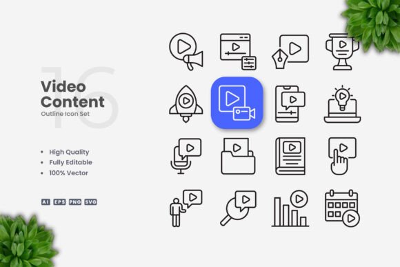 Video Content Icons for Modern Graphic Design