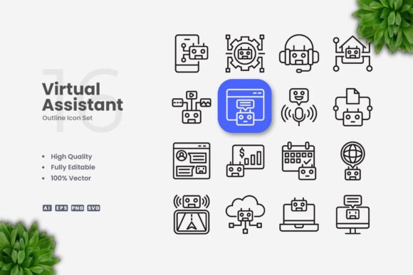 Virtual Assistant Icons for Handmade Projects