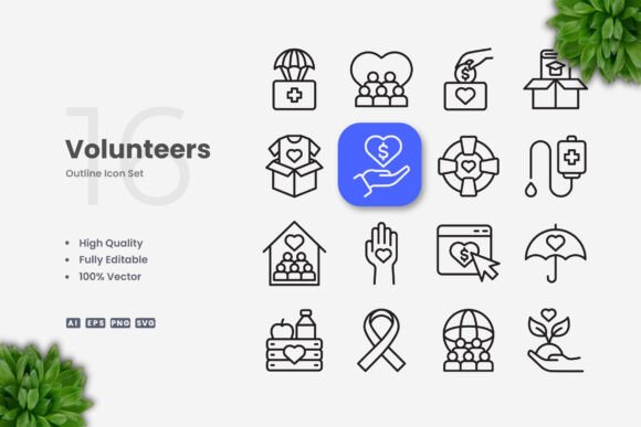Volunteers Icons: A Clean Graphic Asset for Digital and Print Products