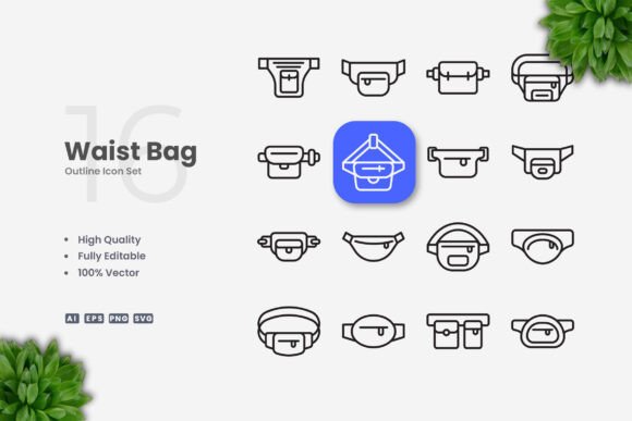 Waist Bag Icons for Modern Branding and Marketing Graphics