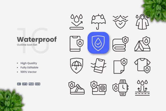 Waterproof Icons: A Versatile Graphic Design Asset for Modern Branding