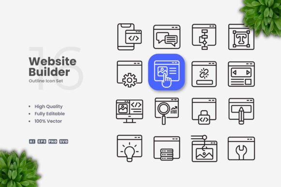 Website Builder Icons Graphics for Digital Sellers