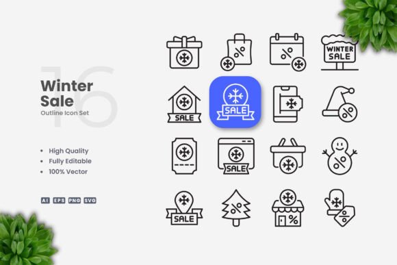 Winter Sale Icons for Embroidery Projects